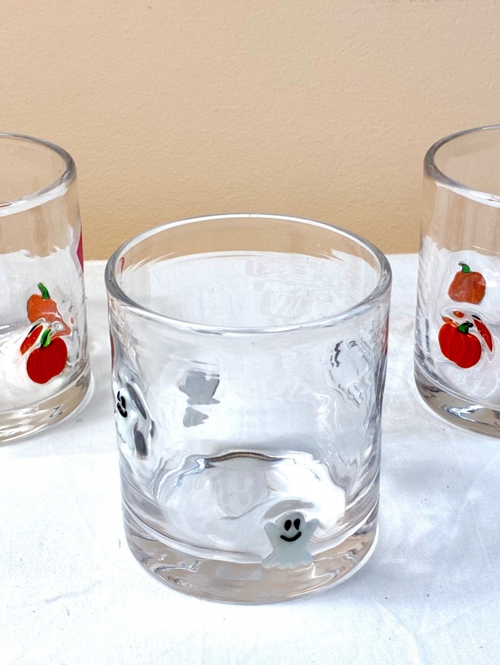 Crate and barrel Handblown double old fashion glasses halloween set of 3